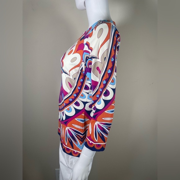 J McLaughlin Catalina Cloth Top Blouse Womens Sz M Retro Paisley Boat Neck Vacay - Picture 6 of 15